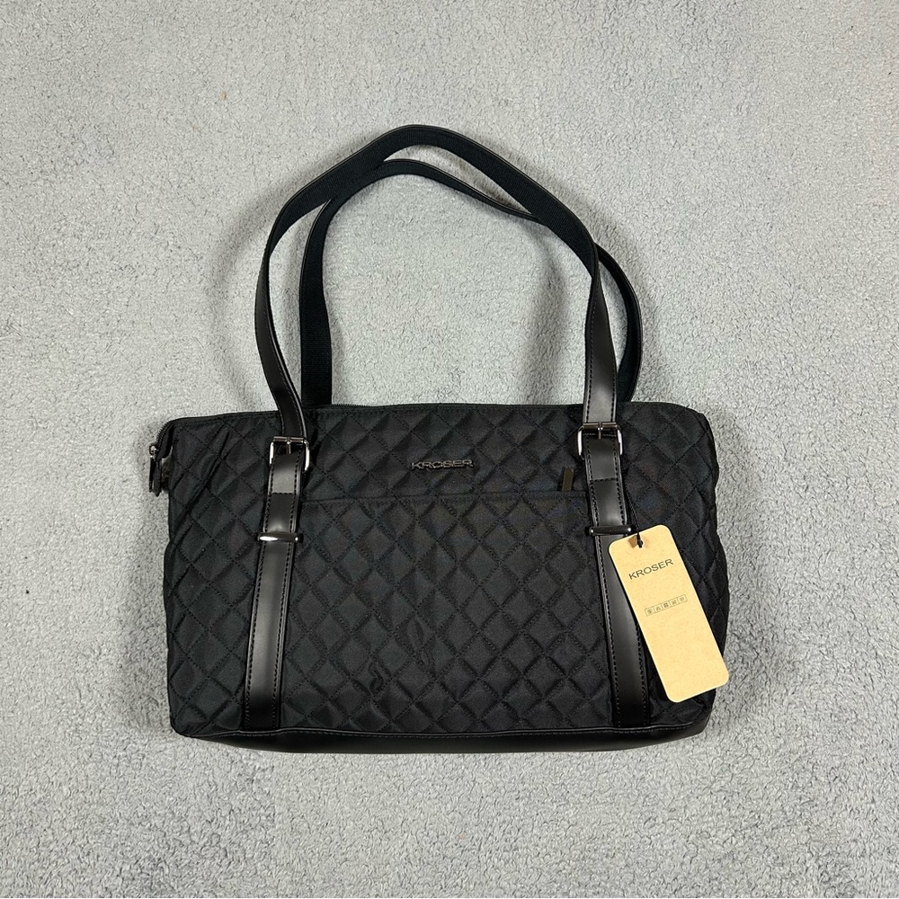 NWT BLACK Kroser Laptop Tote Bag With Charging Port QUILT